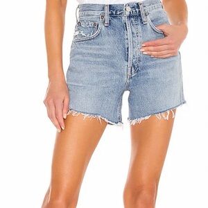 Agolde RILEY Light Wash High-Rise Denim Cutoff Shorts